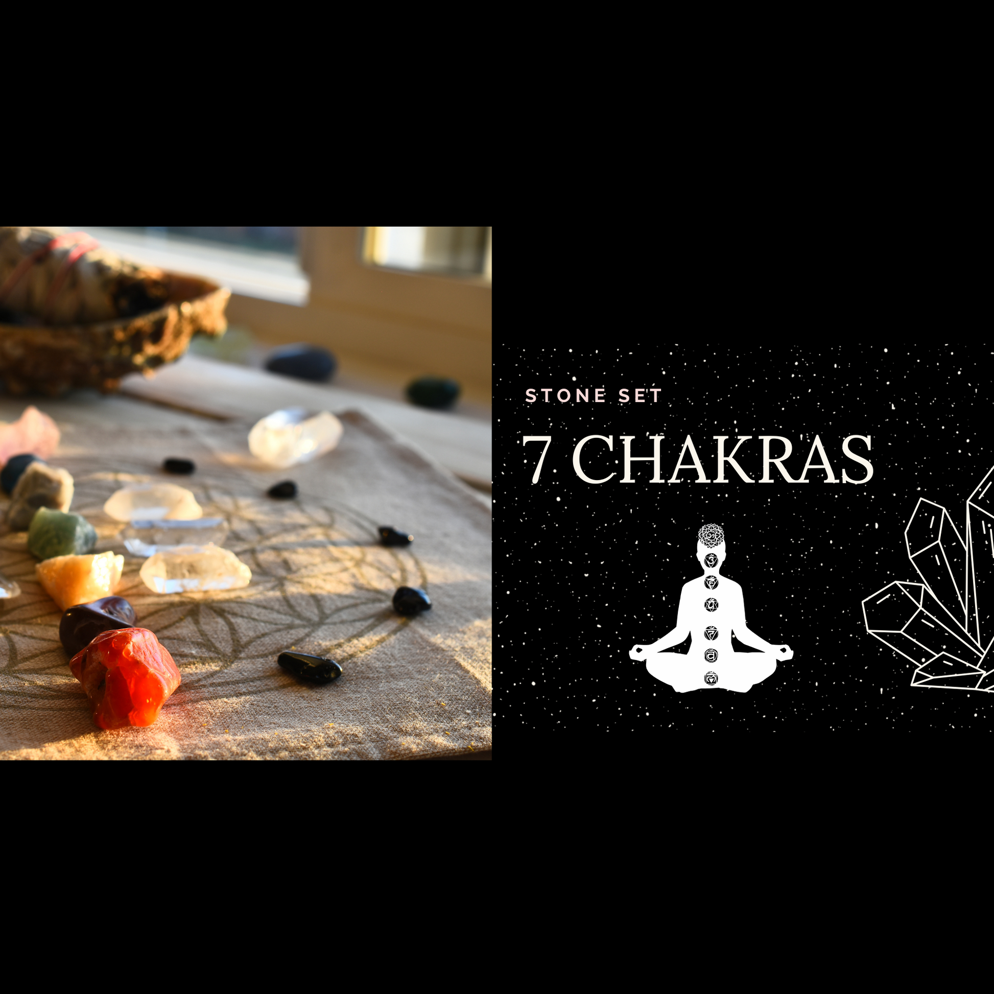 7 chakras raw stone set - Spiral Rain