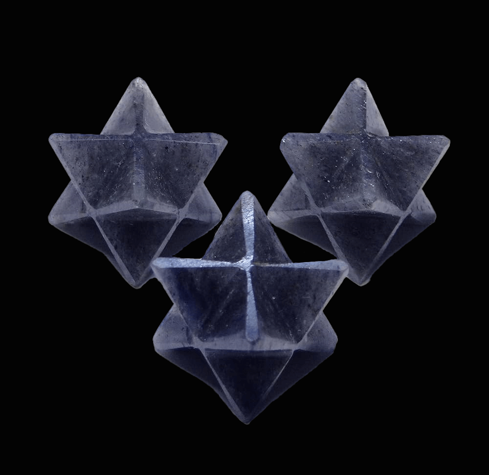 Carved Blue Aventurine Merkaba - Spiral Rain