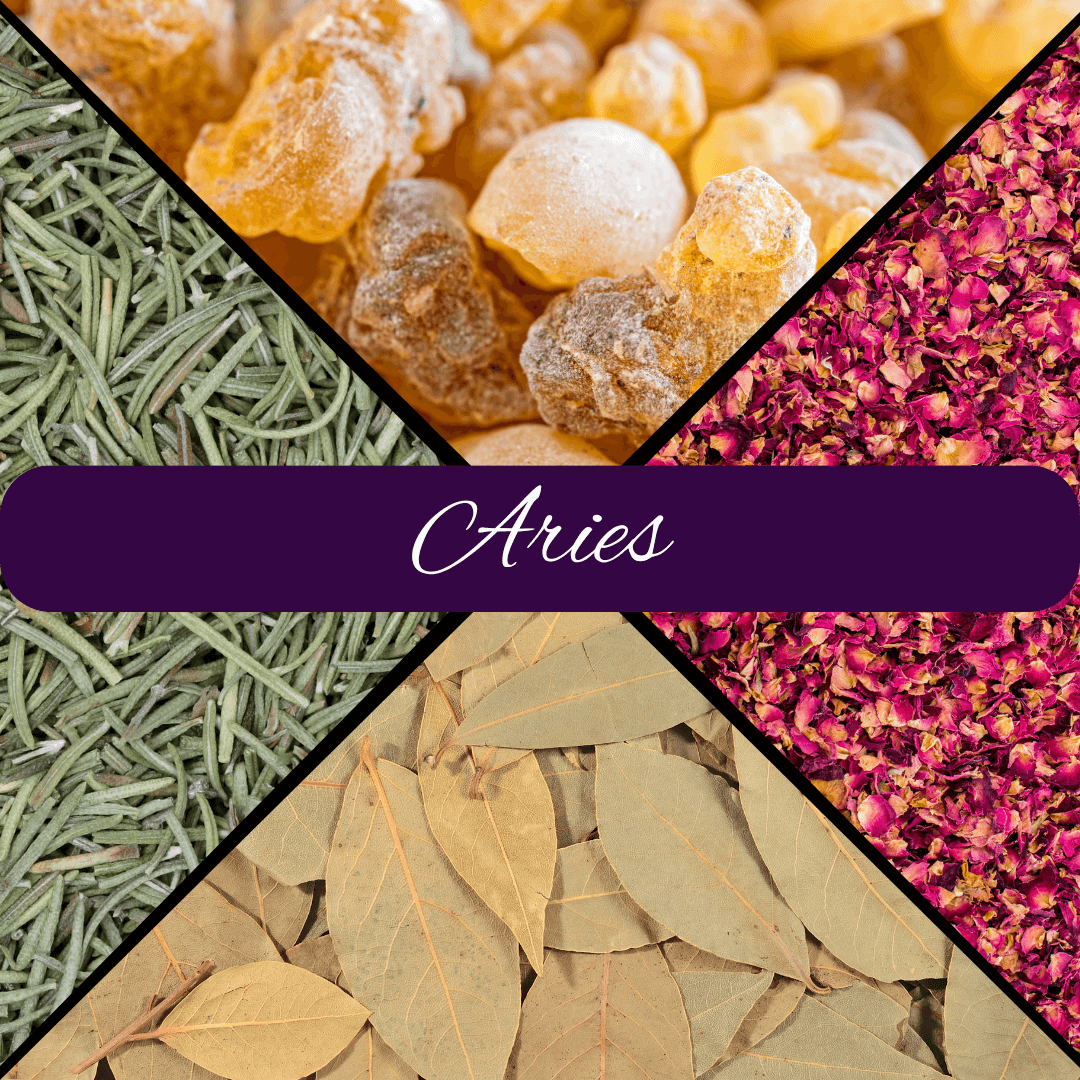 Aries Zodiac Loose Incense Blend with Carnelian Crystal - Spiral Rain