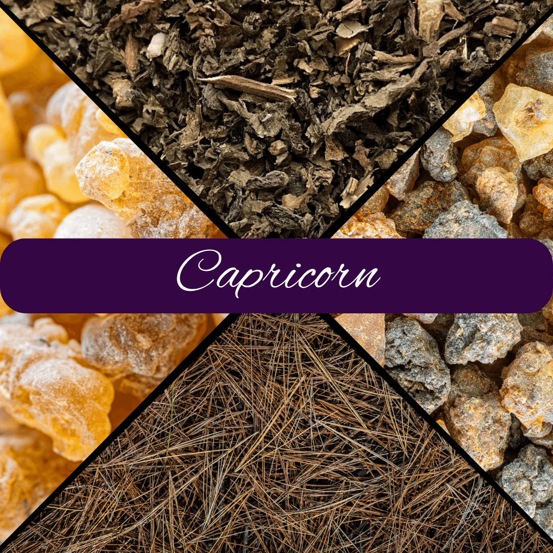 Capricorn Zodiac Loose Incense Blend with Onyx Crystal - Spiral Rain