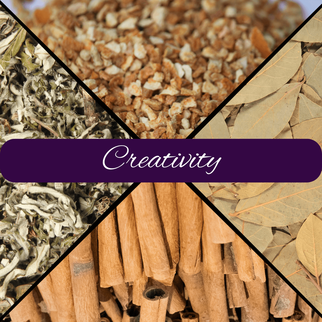 Creativity Boosting Loose Incense Blend with Carnelian Crystal - Spiral Rain