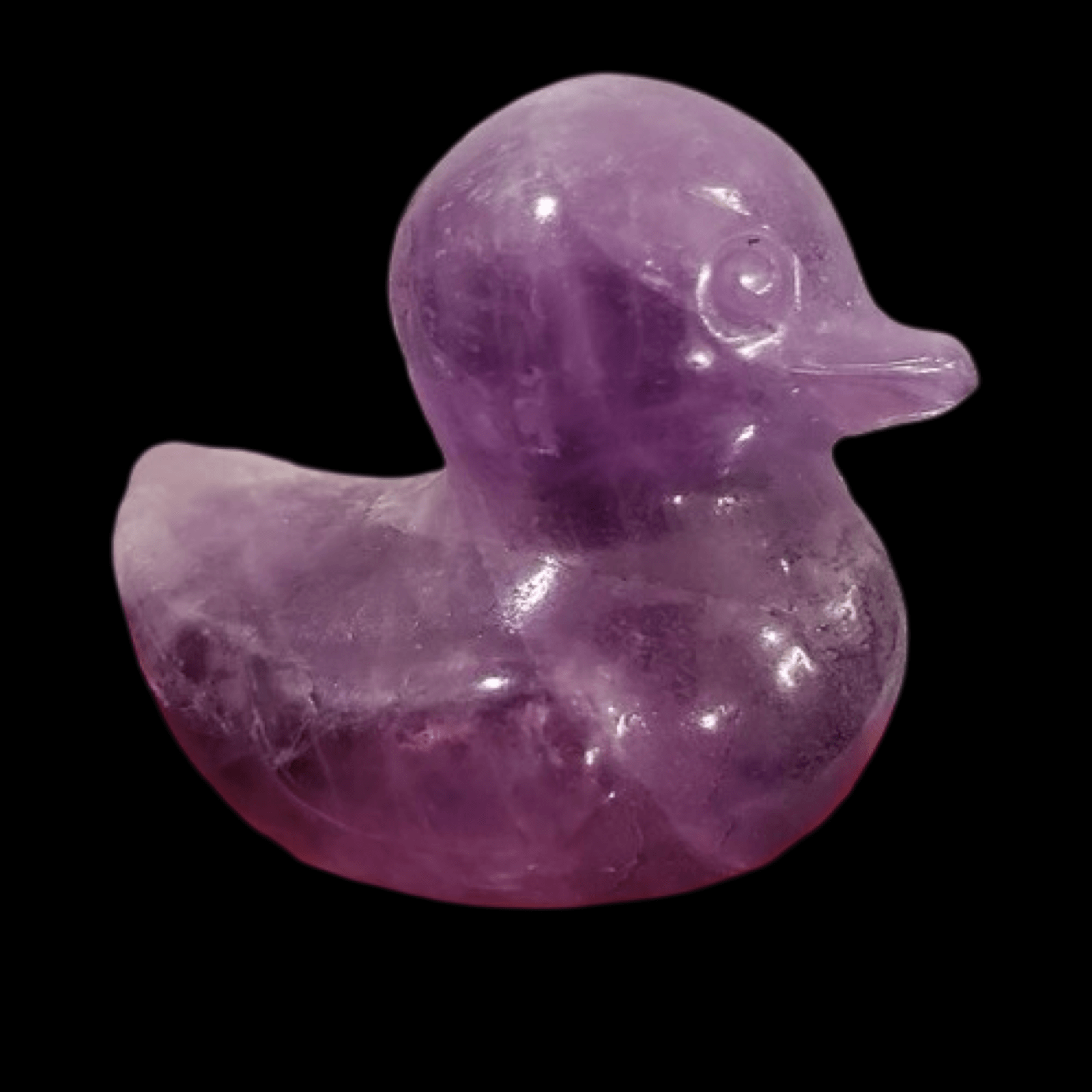 Carved Amethyst Duck - Spiral Rain