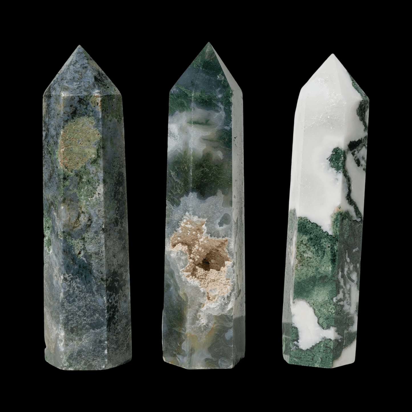 Moss Agate Tower - Spiral Rain