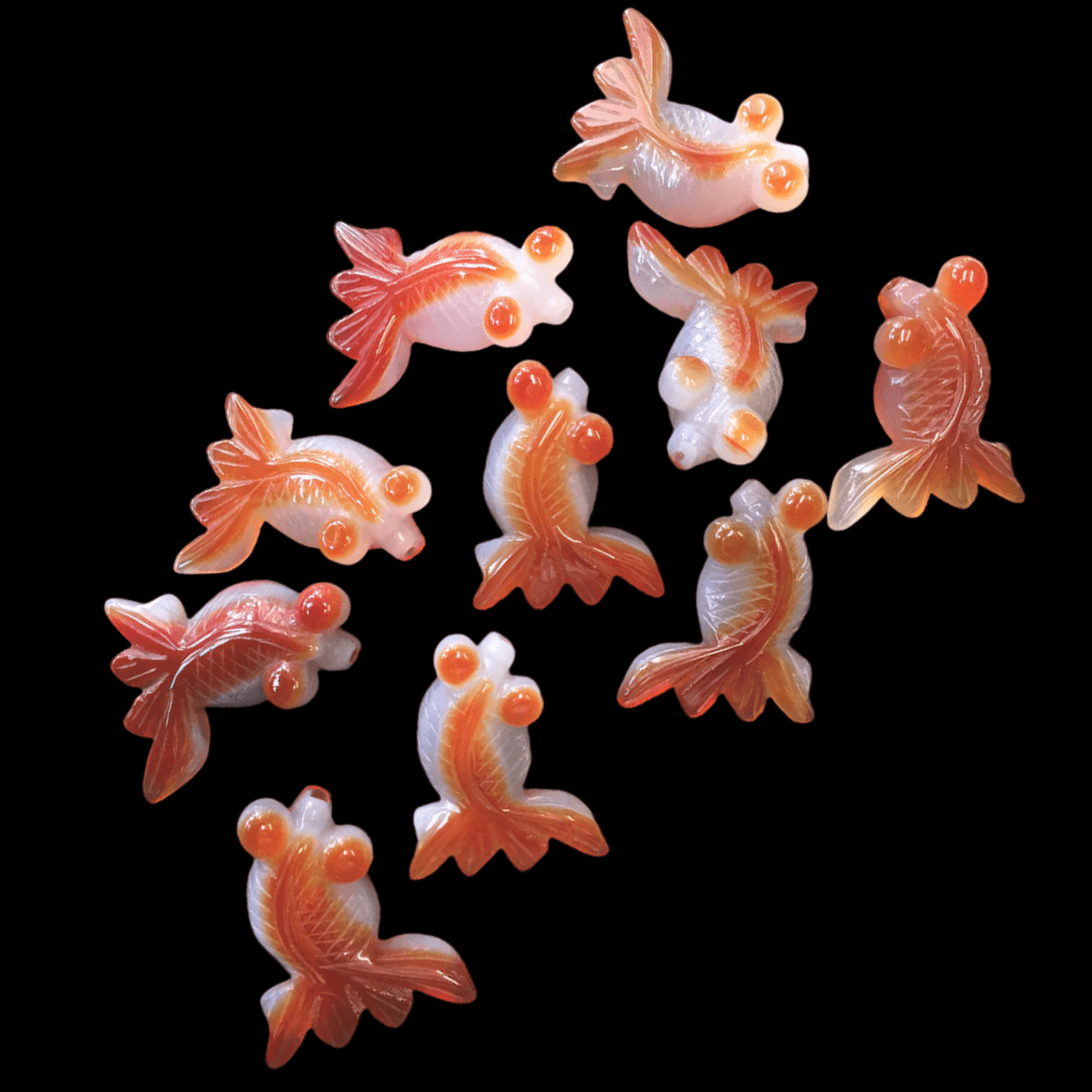 Carved Carnelian Koi Fish - Spiral Rain
