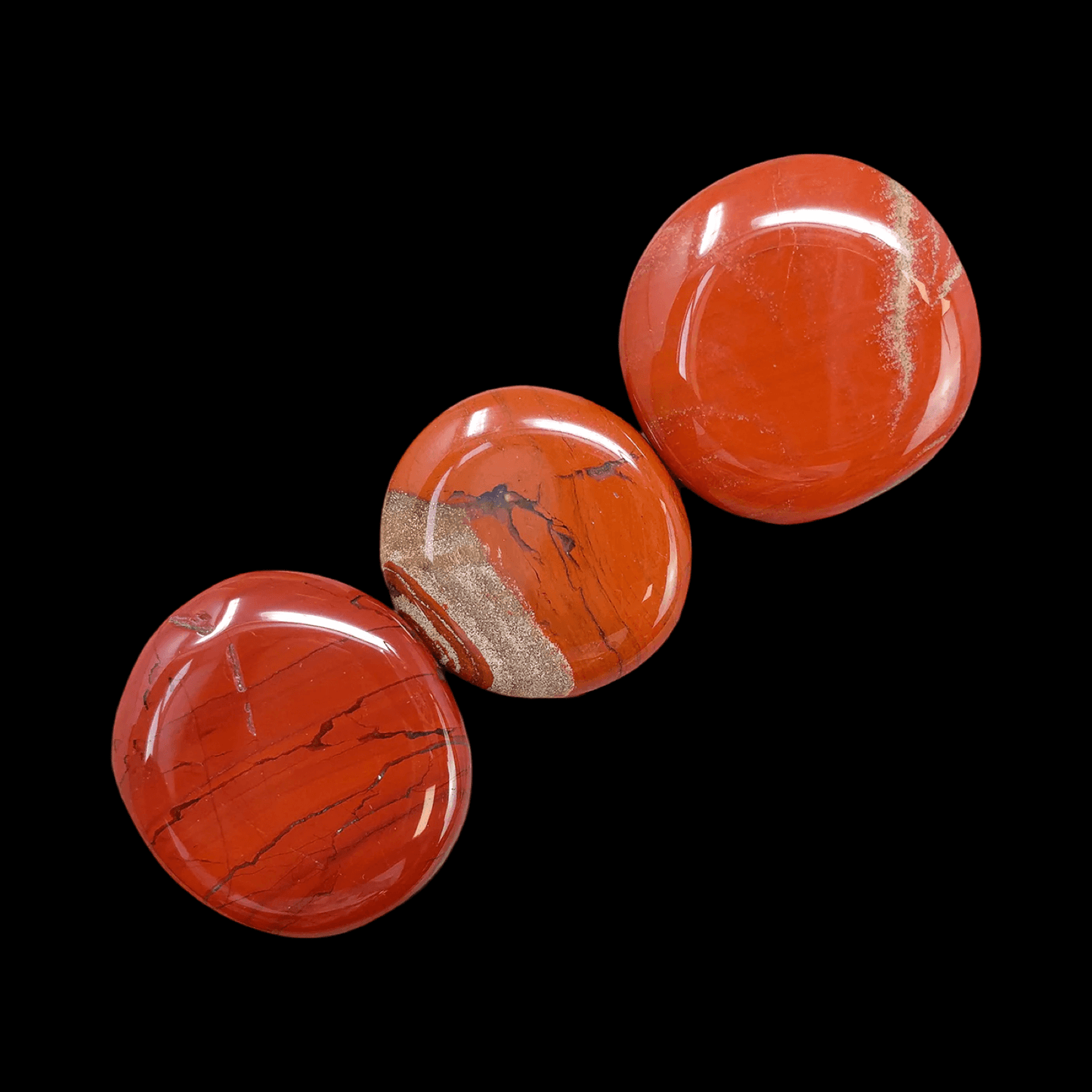 Red Jasper Flat Palm Stone - Spiral Rain