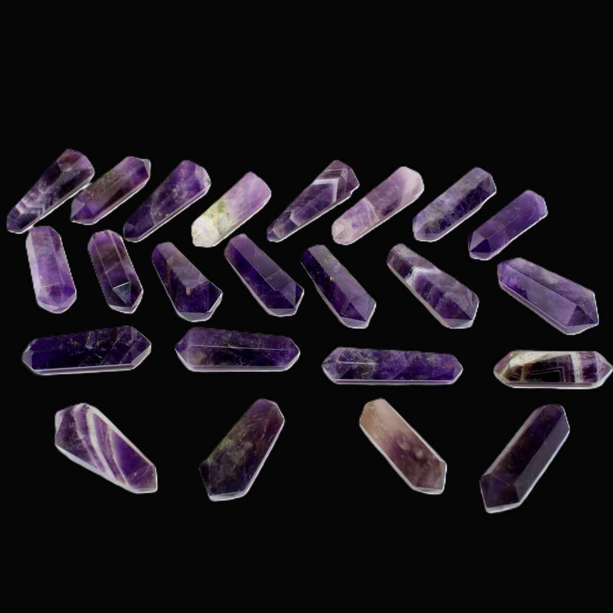 Double Terminated Chevron Amethyst Point - Spiral Rain