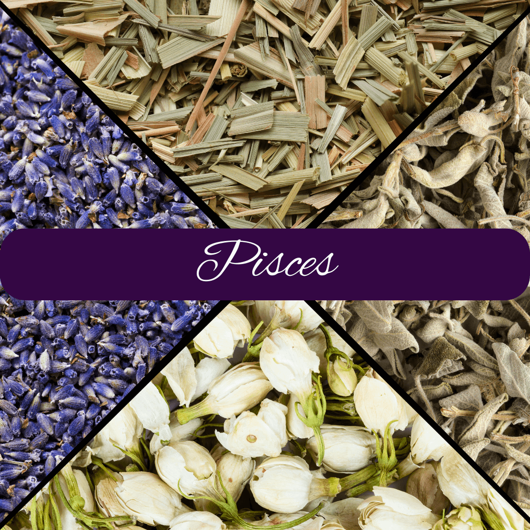 Pisces Zodiac Loose Incense Blend with Amethyst Crystal - Spiral Rain