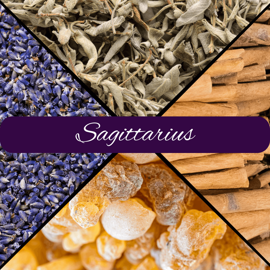 Sagittarius Zodiac Loose Incense Blend with Turquoise Crystal - Spiral Rain