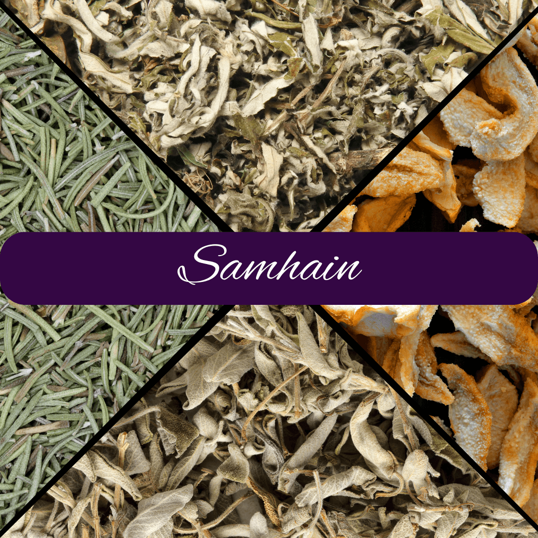 Samhain Ritual Loose Incense Blend with Black Obsidian Crystal - Spiral Rain