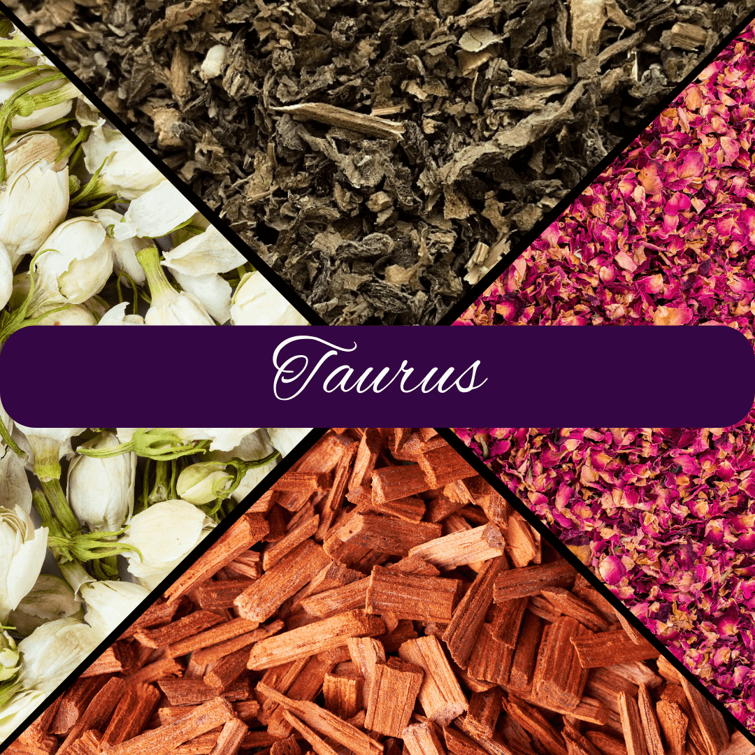 Taurus Zodiac Loose Incense Blend with Rose Quartz Crystal - Spiral Rain