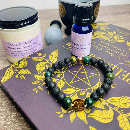 Aries (Mar 21 - Apr 19) bracelet and bracelet & oil set at $20 only from Spiral Rain