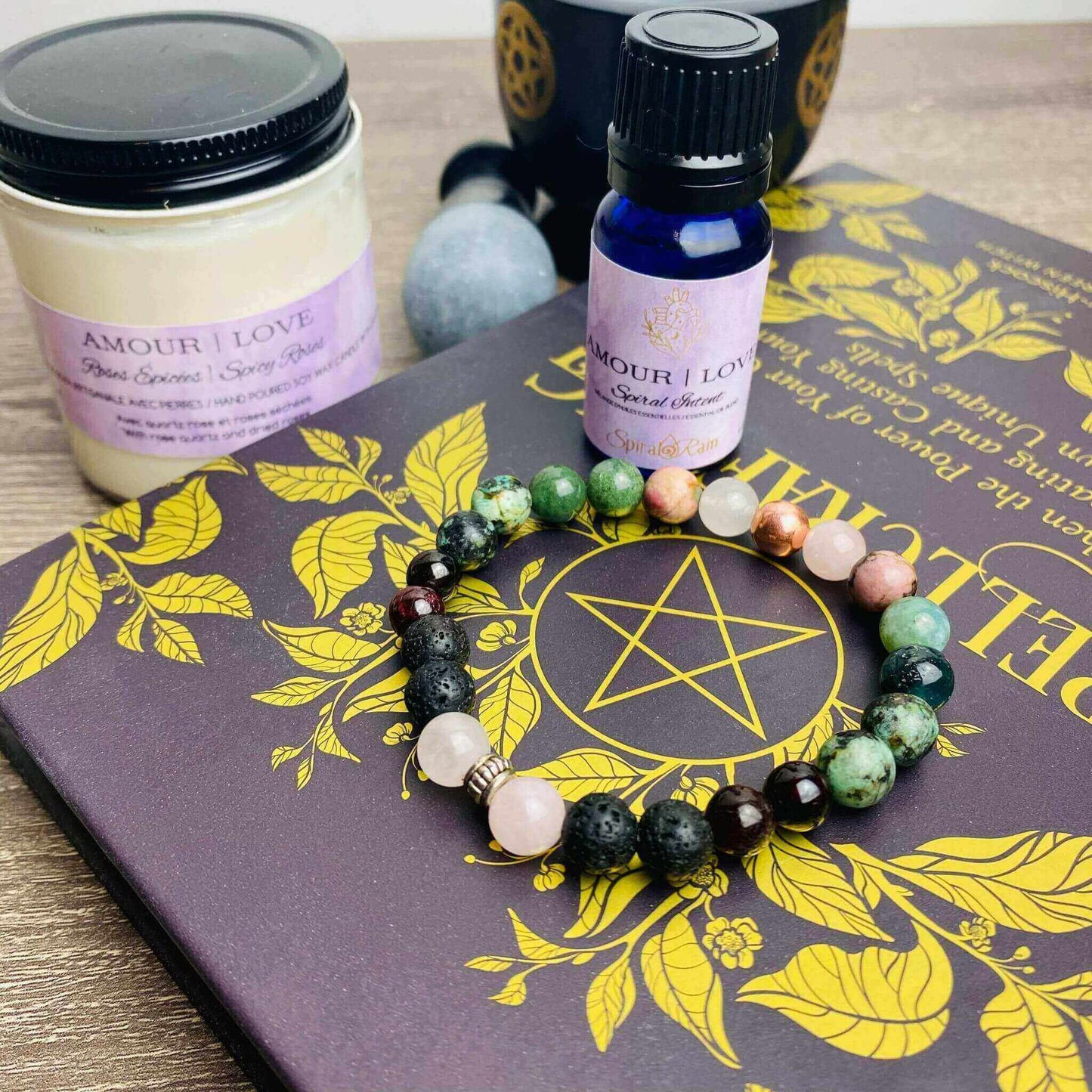 Love bracelet and bracelet & oil set at $20 only from Spiral Rain