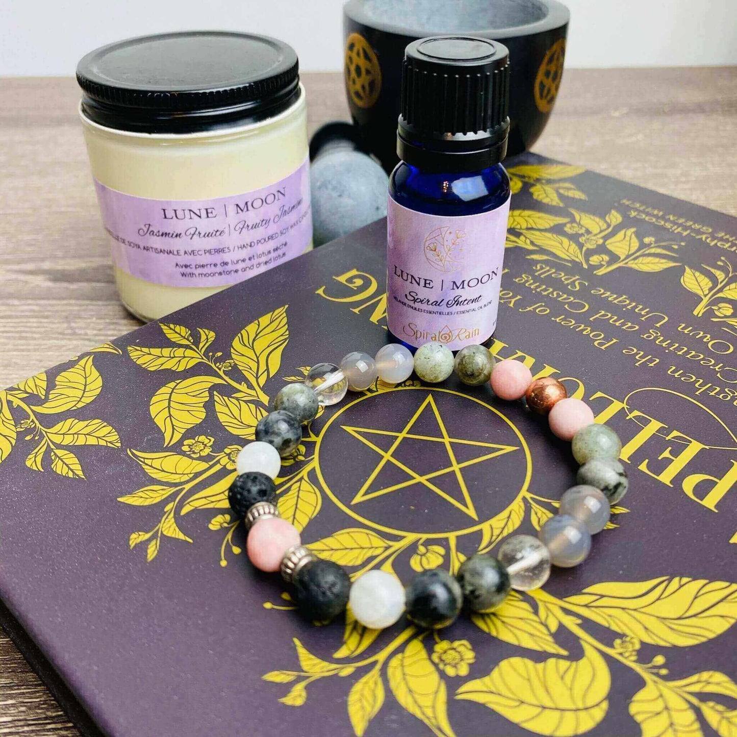 Moon bracelet and bracelet & oil set at $20 only from Spiral Rain