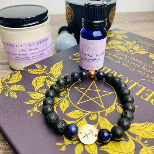 Sagittarius (Nov 22 - Dec 21) bracelet and bracelet & oil set at $20 only from Spiral Rain