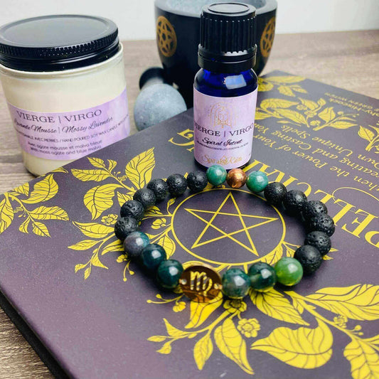 Virgo (Aug 23 - Sep 22) bracelet and bracelet & oil set at $20 only from Spiral Rain