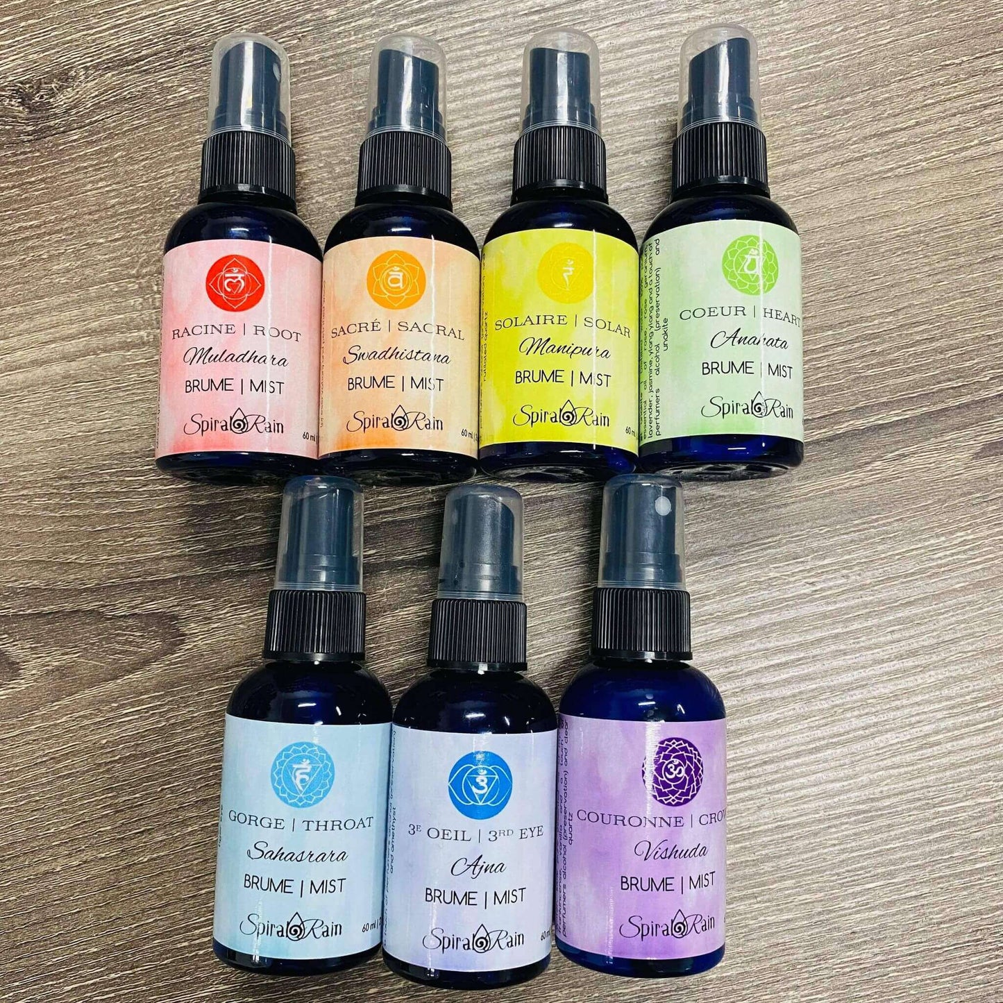 7 Chakras Mist Set at $70 only from Spiral Rain
