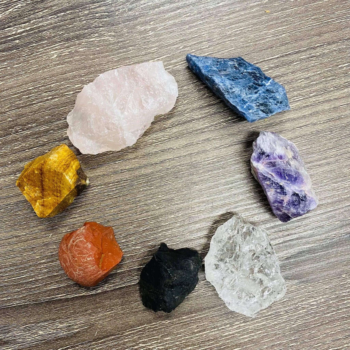 7 chakras raw stone set at $15 only from Spiral Rain