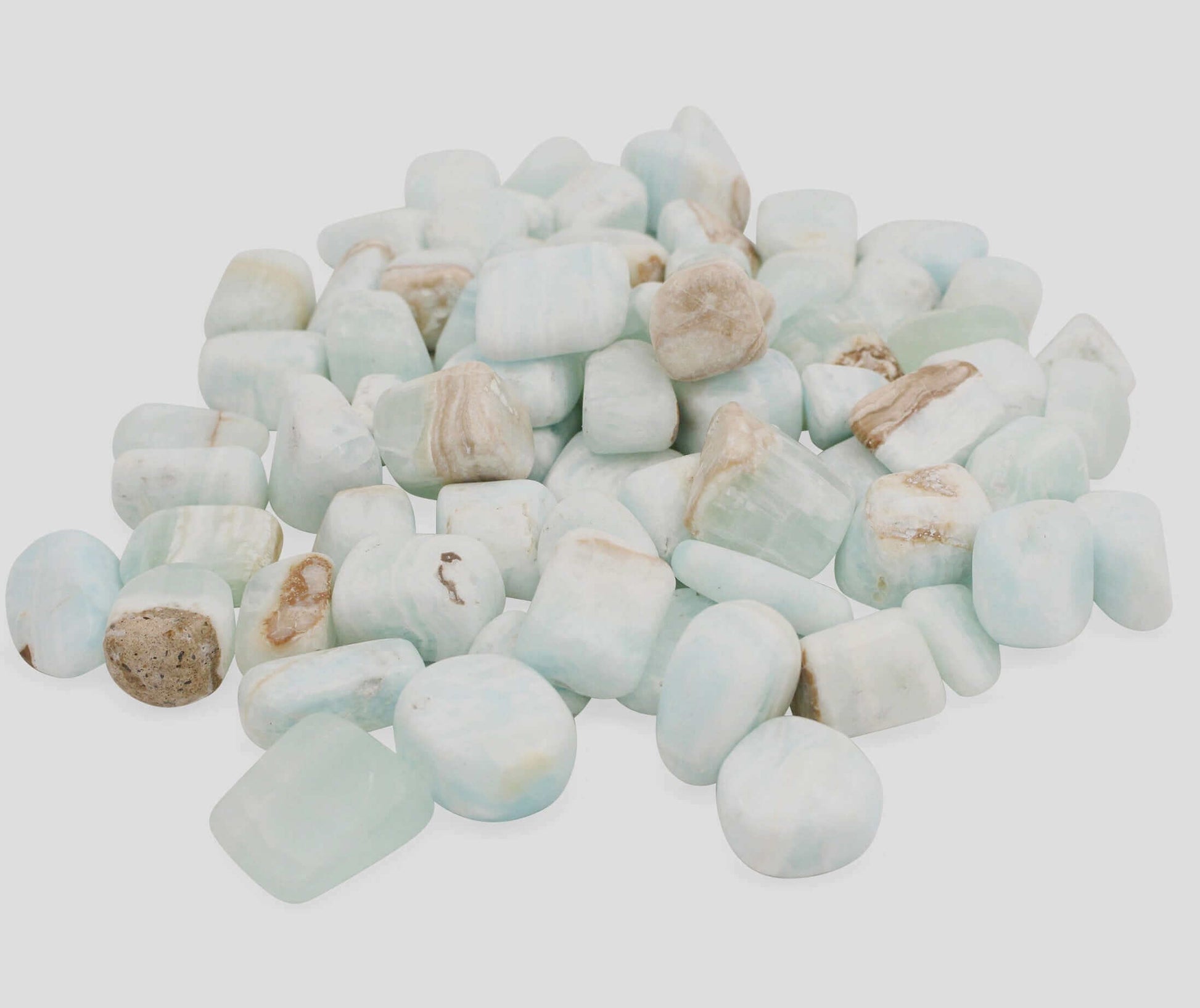 Calcite Caribbean Blue Tumbled at $7 only from Spiral Rain