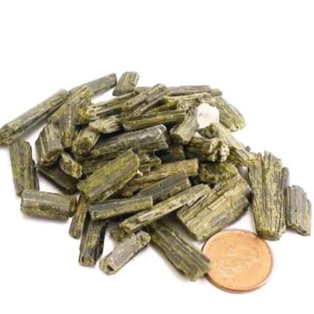 Epidote Rods Raw Small at $2 only from Spiral Rain