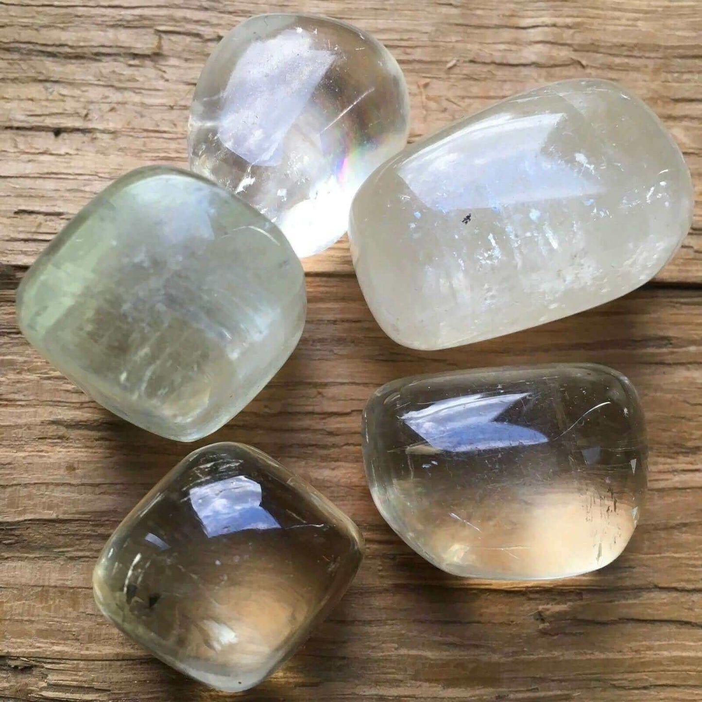 Calcite Clear Tumbled at $4 only from Spiral Rain