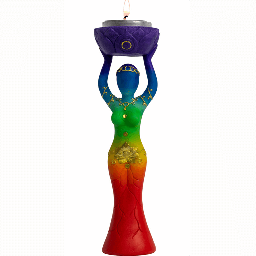 Chakra Goddess T-Light Holder at $25 only from Spiral Rain